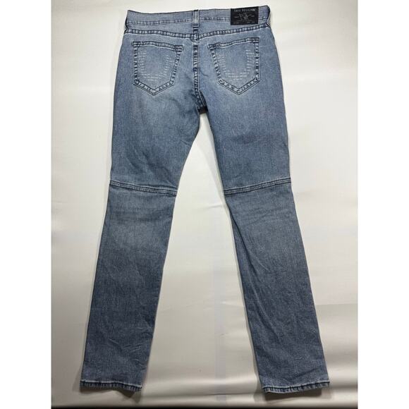 True Religion Men's Rocco Relaxed Skinny Moto Blue Denim Jeans - Size 36 (37x34) - Picture 2 of 7